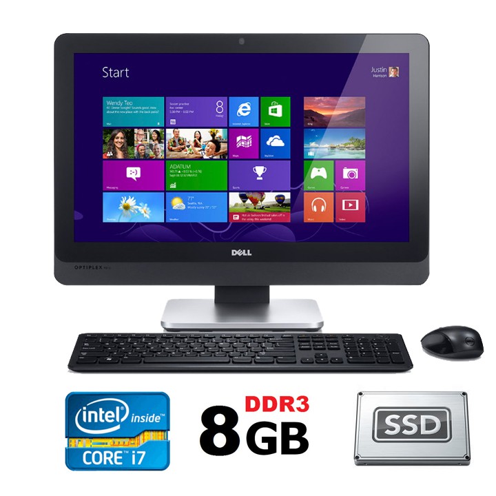 Máy tính All-in-One Dell Optiplex 9010 intel Core i7-3770, Ram 8GB, SSD 256GB, Màn 23"  Full HD kèm phím chuột không dây
