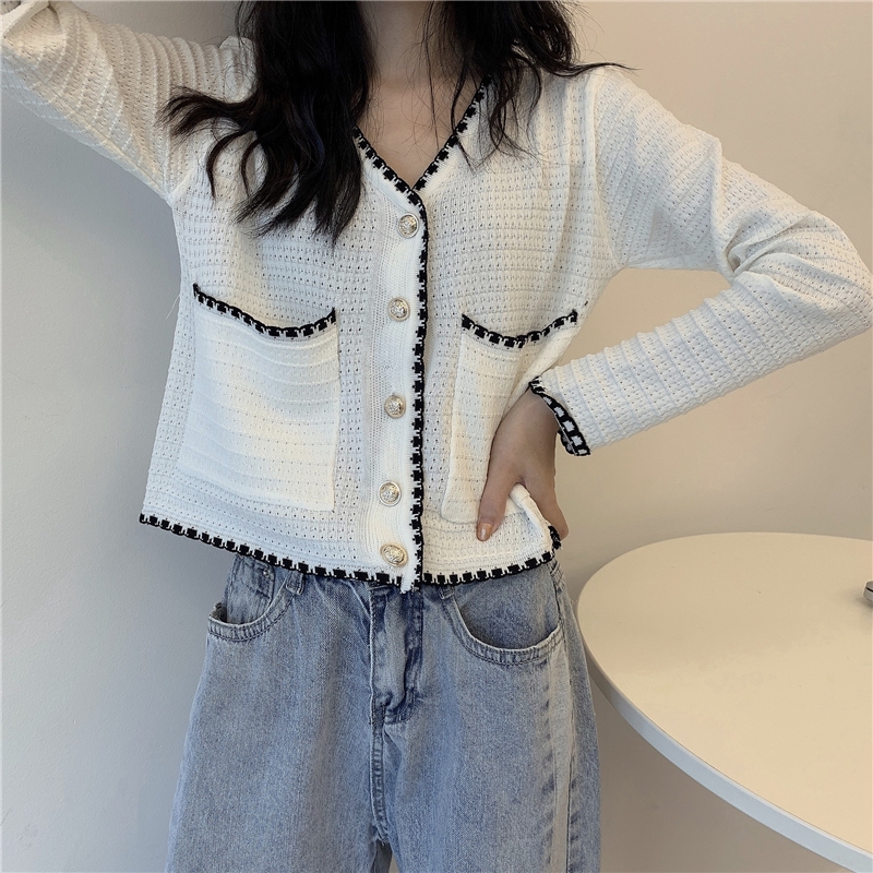 Áo Cardigan Dệt Kim Cổ Chữ V Lưng Cao Thời Trang Mùa Thu Cho Nữ | BigBuy360 - bigbuy360.vn