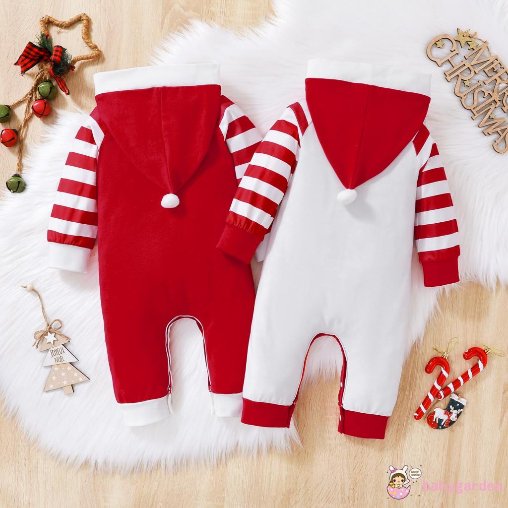 Áo Liền Quần Tay Dài Có Nón In Chữ Màu Sắc Tương Phản Dành Cho Bé 0-18 Tháng Tuổi