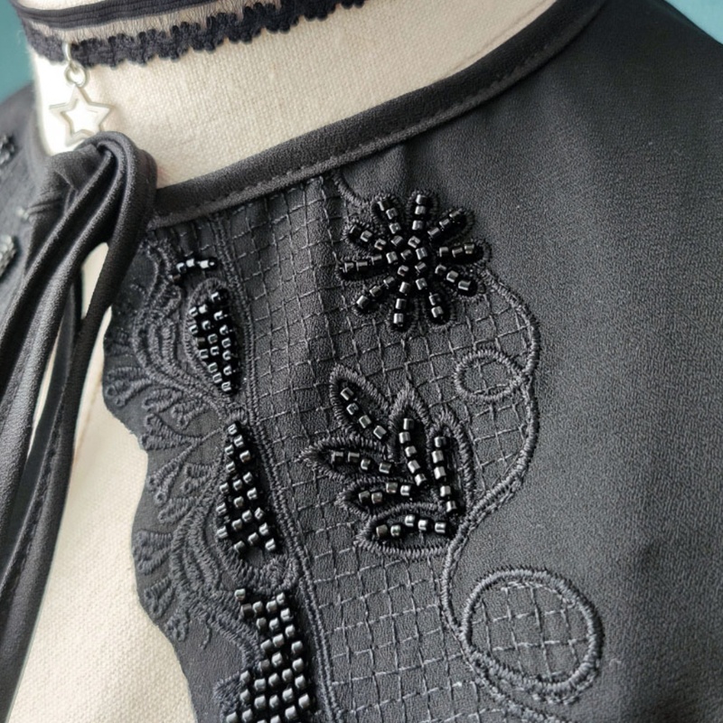 Cổ Áo Rời Dáng Ngắn In Họa Tiết Hoa Trang Trí Xinh Xắn Thời Trang Cho Nữ