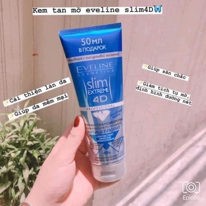 Kem Tan Mỡ Eveline 4D Săn Chắc Da Giảm Mỡ An Toàn Slim Extreme Nga - Tuýp 250ml