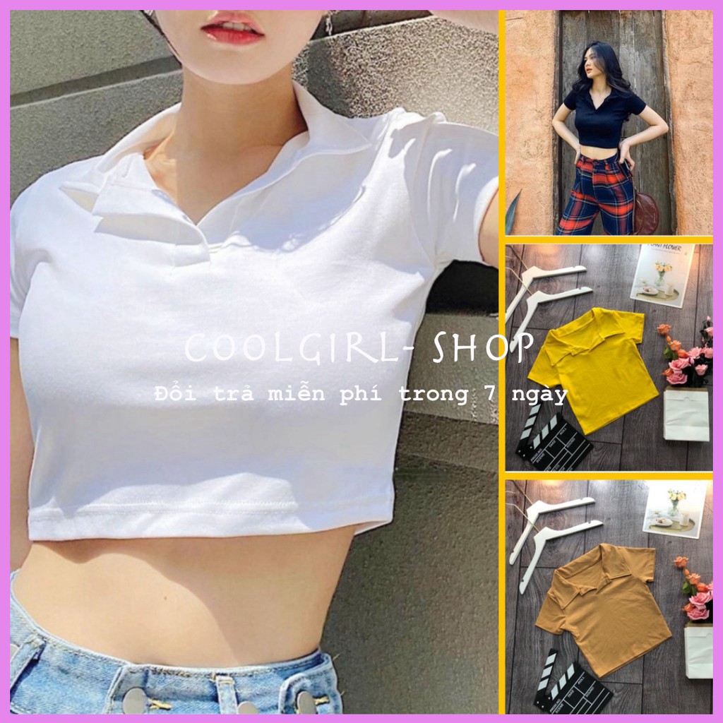 Áo croptop POLO trơn cổ bẻ hàng cao cấp | BigBuy360 - bigbuy360.vn