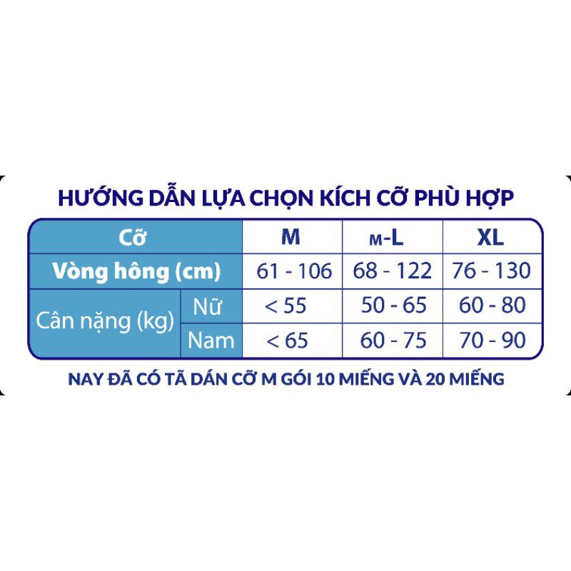 Tã Dán người lớn Caryn siêu thấm M10, ML10, XL10 miếng