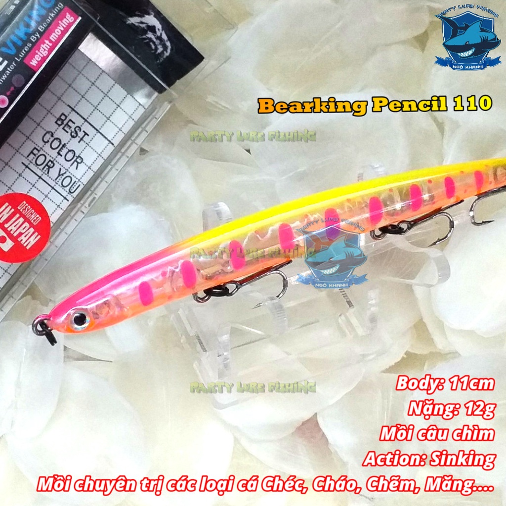Mồi câu cá Bearking Pencil 110, mồi lure cá măng, chẽm, chéc, cháo...