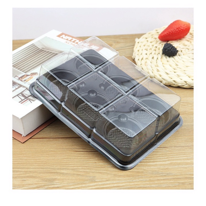 hộp bánh kem [FREESHIP❤️] Combo 50 hộp nhựa pet 6 ngăn tròn