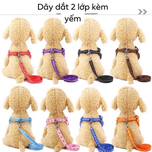 Dây Dắt Dạng Yếm Cho Chó Mèo (Dây dày 2 lớp - bản 1,5cm)