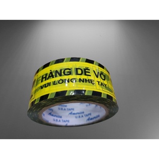 (1 Cây) Băng Keo Hàng Dễ Vỡ Màu Vàng Thiên An – Băng Keo Cảnh Báo, Keo Dán Đóng Thùng Carton
