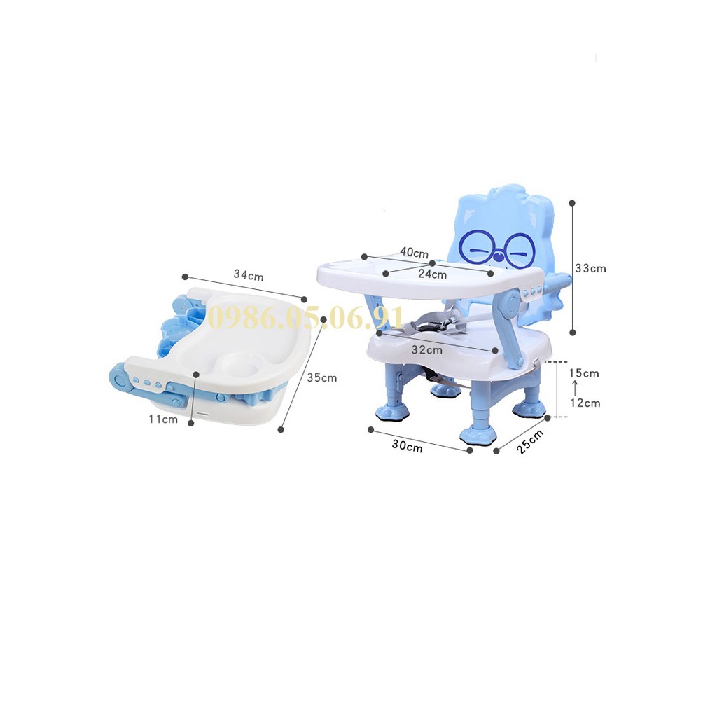 Ghế Ăn Dặm BLW Gấp Gọn Heiber Bàn Ăn Rộng, Điều Chỉnh Độ Cao Ghế + Độ Rộng Lòng Ghế