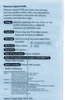 Bông tẩy trang Watsons 210 miếng