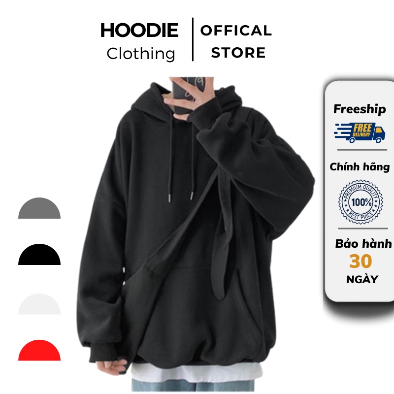 Áo Khoác Hoodie Nam, Nữ Hoodie Basic Unisex Nỉ From Rộng Màu Đen HDT900
