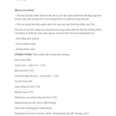 Thức ăn chó Ganador Fib's Adult Meat Formula 400gram 🏷️ FREESHIP🏷️ dùng cho chó trưởng thành, chó lớn