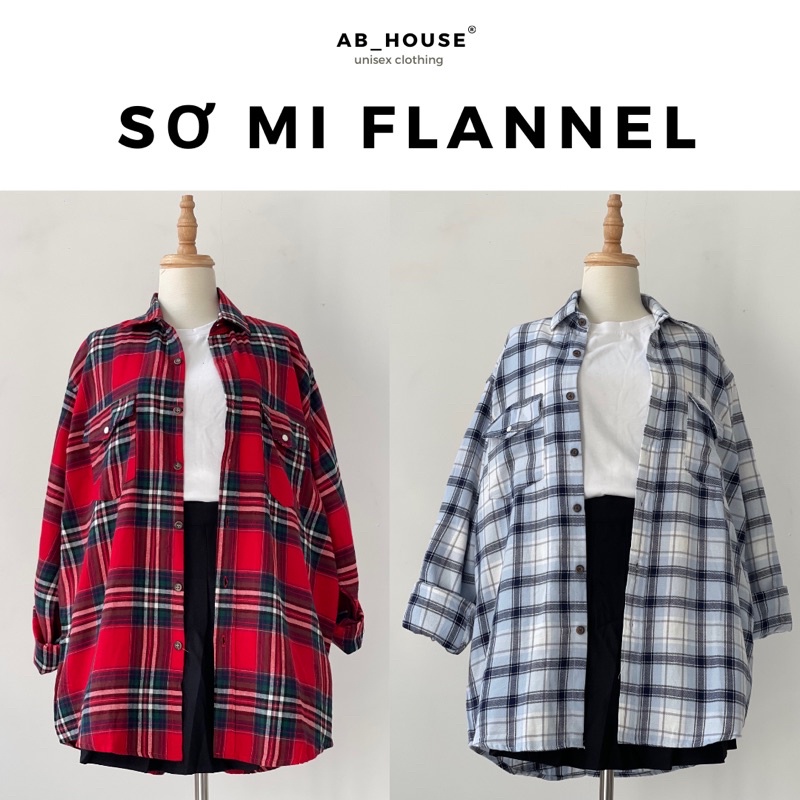 Áo sơ mi form rộng FLANNEL hoạ tiết caro (Ảnh thật/Có sẵn)