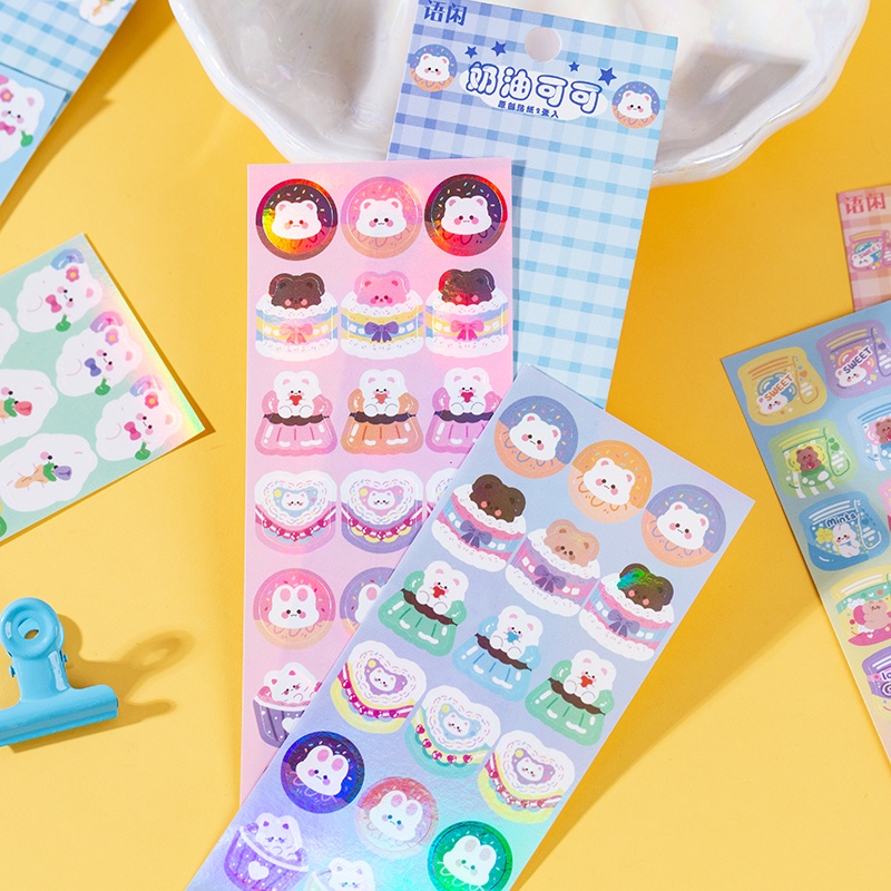 Bộ 2 Miếng Dán Trang Trí Nhật Ký/Điện Thoại Họa Tiết Hoạt Hình Dễ Thương