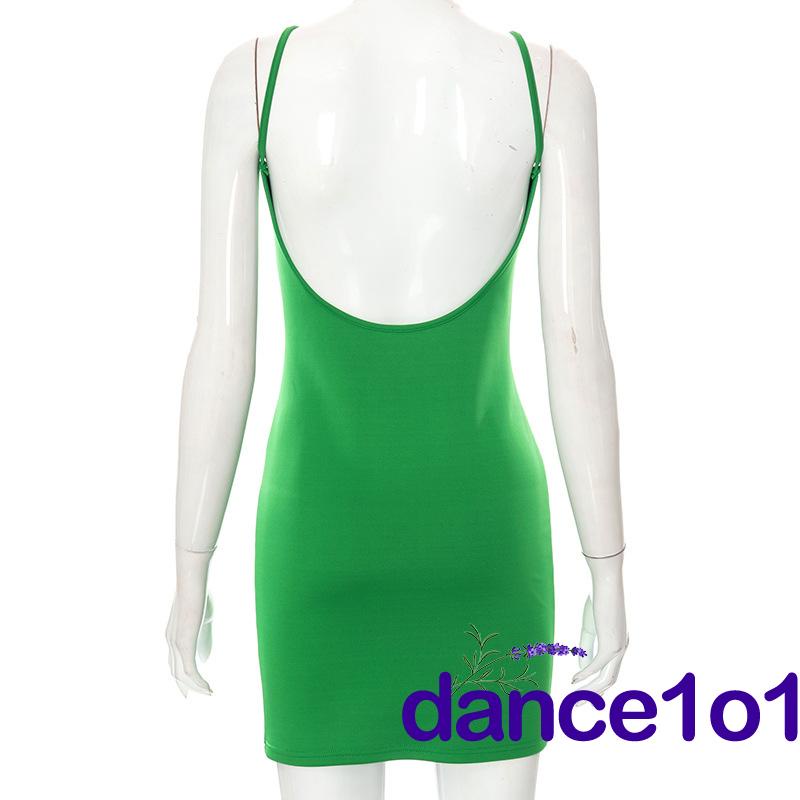 ✲Os✥Đầm Hở Lưng Khoét Ngực Sâu Màu Trơn Thiết Kế Hở Lưng Quyến Rũ Cho Nữ