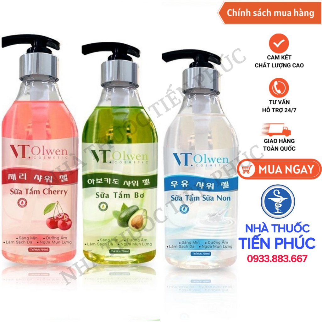 VT.OLwen - Sữa tắm sữa non, Sữa Tắm Bơ, Sữa Tắm  Chery , hương thơm dịu nhẹ, cung cấp độ ẩm cho da, mềm mại