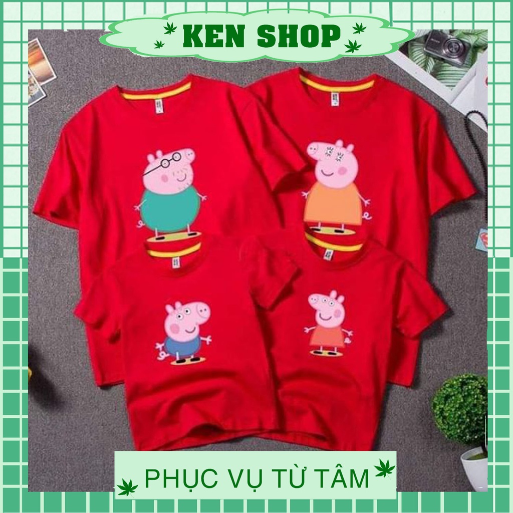 Áo gia đình heo peppa in nổi