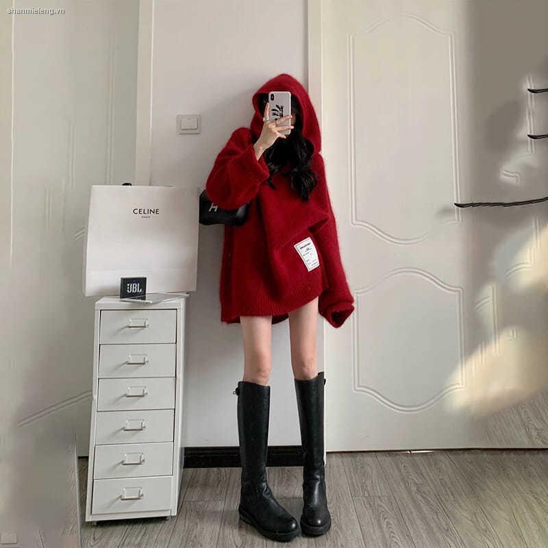 Áo sweater nữ dáng rộng màu trơn retro thời trang Hàn Quốc 2022