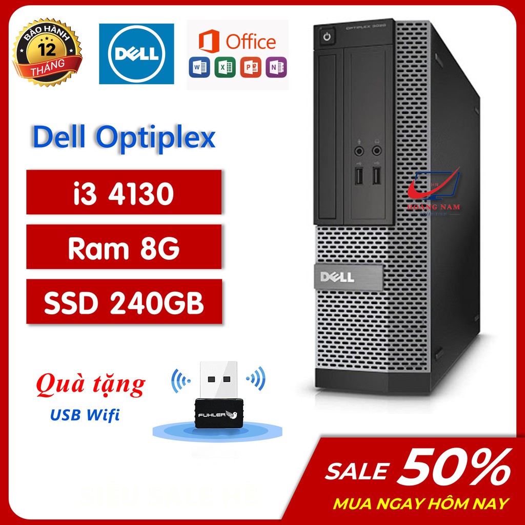 Case Máy Tính Để Bàn Dell ⚡️HoangPC⚡️ Máy Bộ Văn Phòng - Dell Optiplex 3020 (i3 4130/Ram 8G/SSD 240GB) - BH 12 Tháng