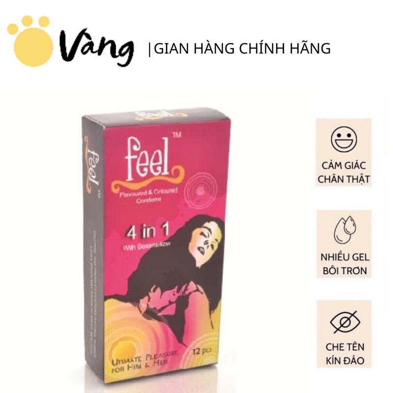 Combo 2 Hộp Bao Cao Su Bi Gai Lớn Kéo Dài Thời Gian Feel 4In1 Chống XTS