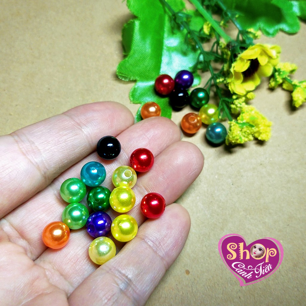 200 Hạt Giả Trai 8mm nhiều màu bóng đẹp Trang trí Thủ công - Nguyên liệu Đính Cườm Handmade