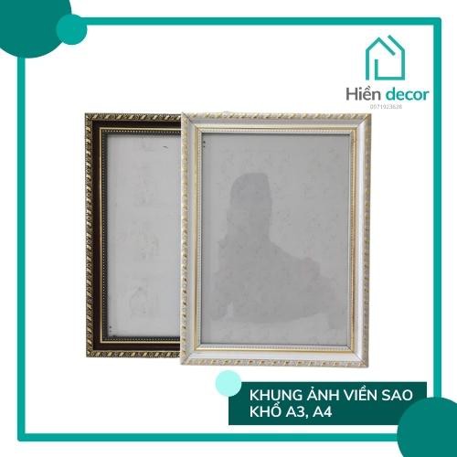 Khung ảnh viền sao trắng, nâu, vàng khổ A3, A4 đẹp, giá rẻ