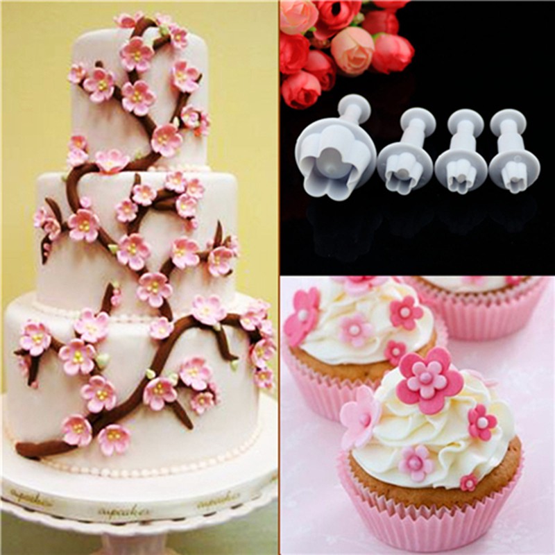4 Khuôn Bánh Hình Hoa Mận Bằng Nhựa