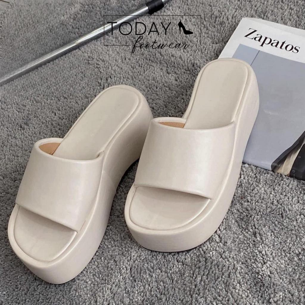 Dép bánh mì nữ quai ngang đế cao tôn dáng đi biển, đi chơi êm chân, thời trang Hàn Quốc Today Footwear | TD0022