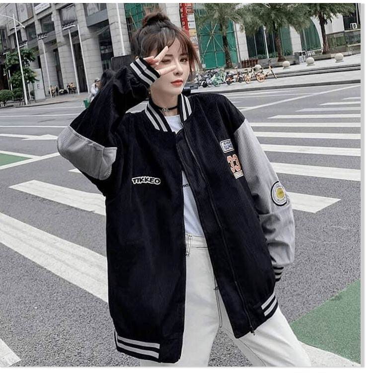 Áo khoác nhung nam nữ kiểu bomber logo thêu 2 mặt hoạ tiết chữ hiện đại thoáng mát sang trọng SUPER FASHION