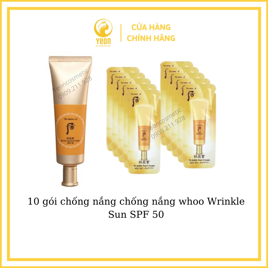 Combo 10 Gói Chống Nắng Chống Nắng Whoo Wrinkle Sun Spf 50