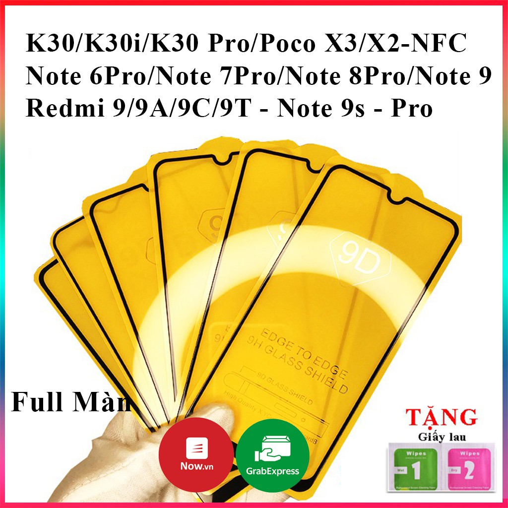 Cường lực redmi Note 8 Pro Note 7 Pro Note 6 Pro Note 9s Pro Note 10 Pro Mi 10T Pro 10i Mi 9 Lite CC9 Mi 8 Lite Full màn