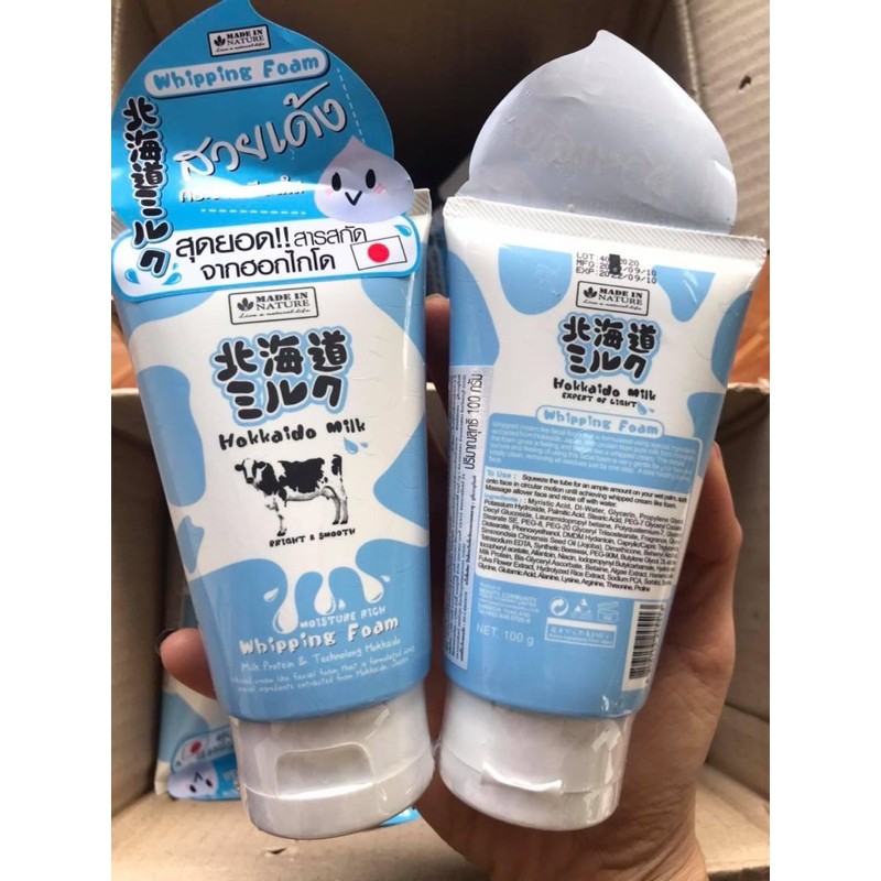 (date 8/9/2023) Sữa Rửa Mặt Chiết Xuất Sữa Bò Non HOKKAIDO MILK WHIPPING FOAM Thái Lan 100g