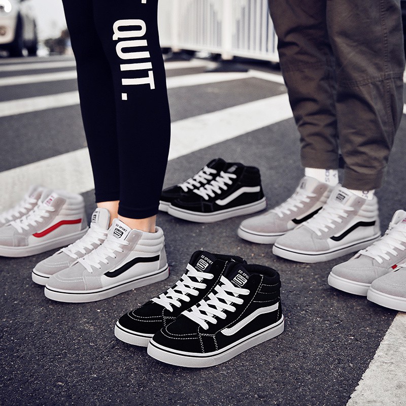 Giày Thể Thao Canvas Cổ Cao Buộc Dây Thời Trang Cho Nam Và Nữ Vans