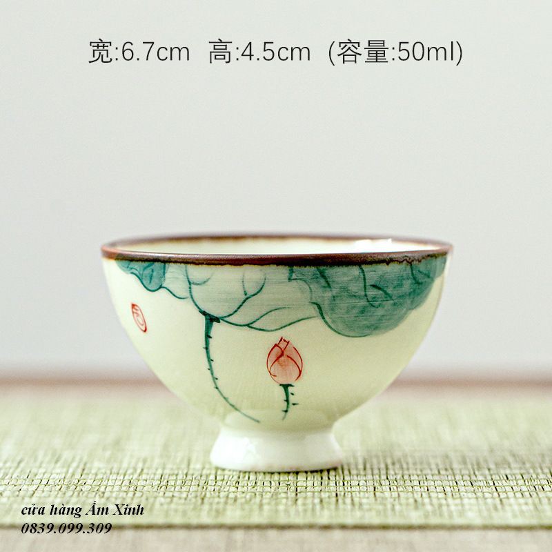 Chén Sứ Cảnh Đức Hoa Sen 50 ml