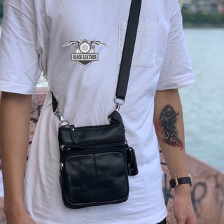 Túi da bò đeo chéo nam Black - 01