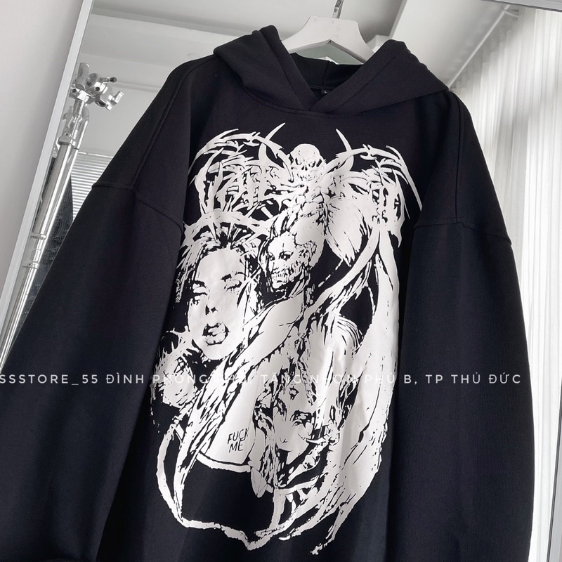 Áo Hoodie nỉ VAH v2 màu đen form rộng unisex nam nữ_SSSTore