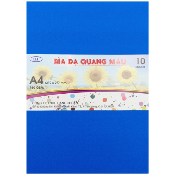 Bìa Dạ Quang Màu A4 HT 180gsm - Xanh Dương