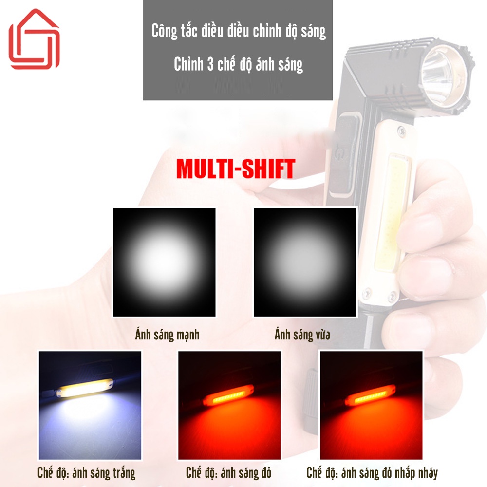Đèn pin siêu sáng ban đêm mini có thể điều chỉnh góc sáng, cắm sạc USB siêu tiện lợi và nhỏ gọn - nhamoi