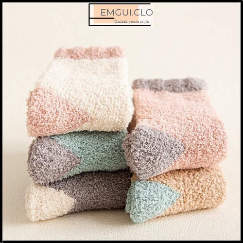 Vớ tất lông cừu nữ cổ cao, tất cổ cao len lông cừu cổ bèo phong cách Vintage