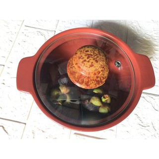 Nồi Đất Sâu Nắp Kính Tiện Dụng (Nấu Lẩu, Kho Thịt/Cá). 1 lít