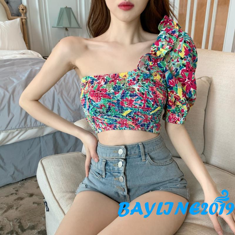 Áo Trễ Vai Họa Tiết Hoa Thời Trang Quyến Rũ Cho Nữ