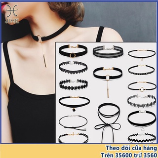 Vòng cổ choker dây nhung màu đen phong cách Hàn Quốc thời trang cho nữ