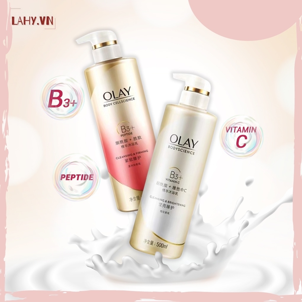 Sữa tắm Olay B3 Retinol/Peptide/Vitamin C dưỡng ẩm sáng da chống lão hóa 500ml (có bill)