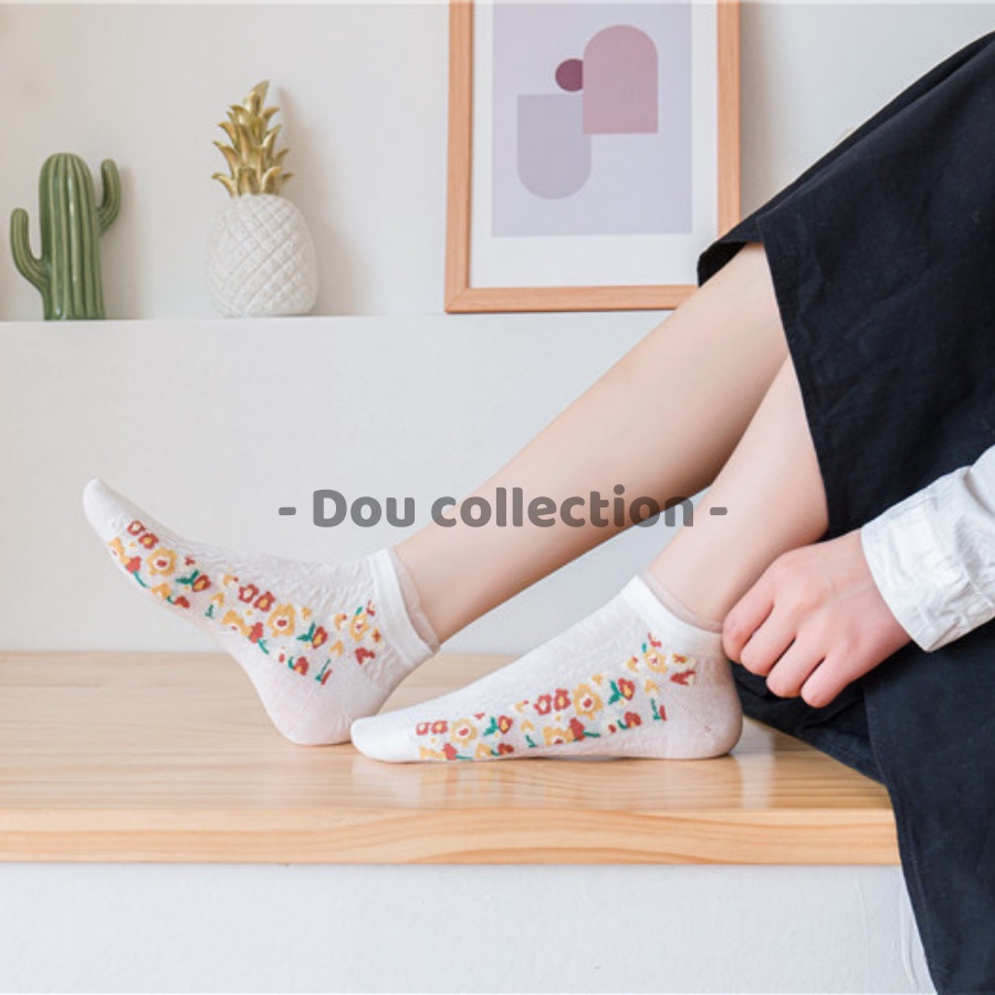 [Nowship2h] Vớ Tất Nữ Cotton Cổ Ngắn Ren Phong Cách Nhật Bản Dễ Thương Nhiều Màu - Mã TV025