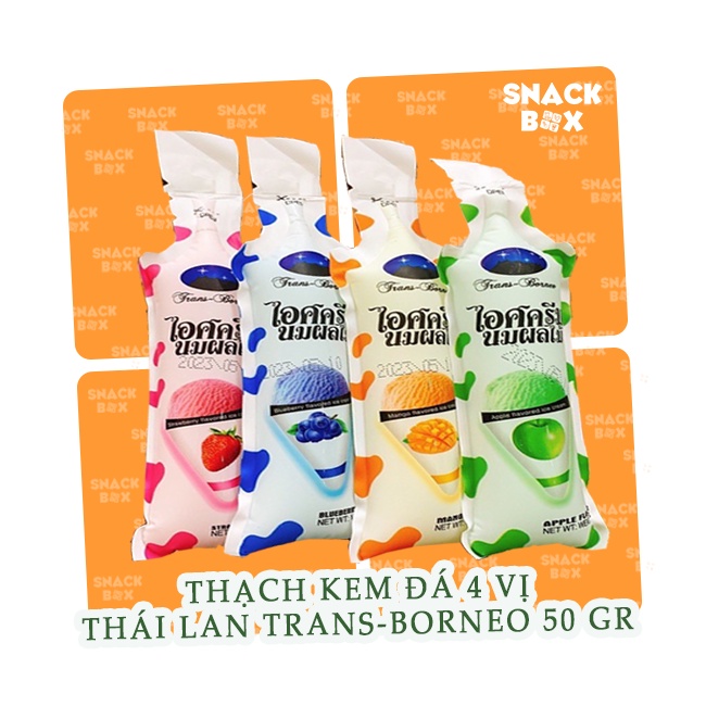 Thạch Kem Đá Vị Sữa Trái Cây 4 Vị Trans-Borneo 50gr - Thái Lan