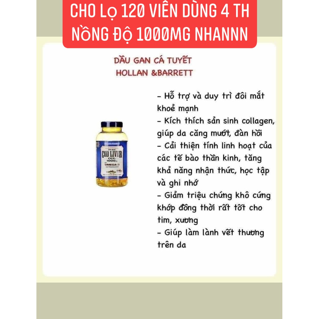 DẦU GAN CÁ TUYẾT HOLLAND 120 viên