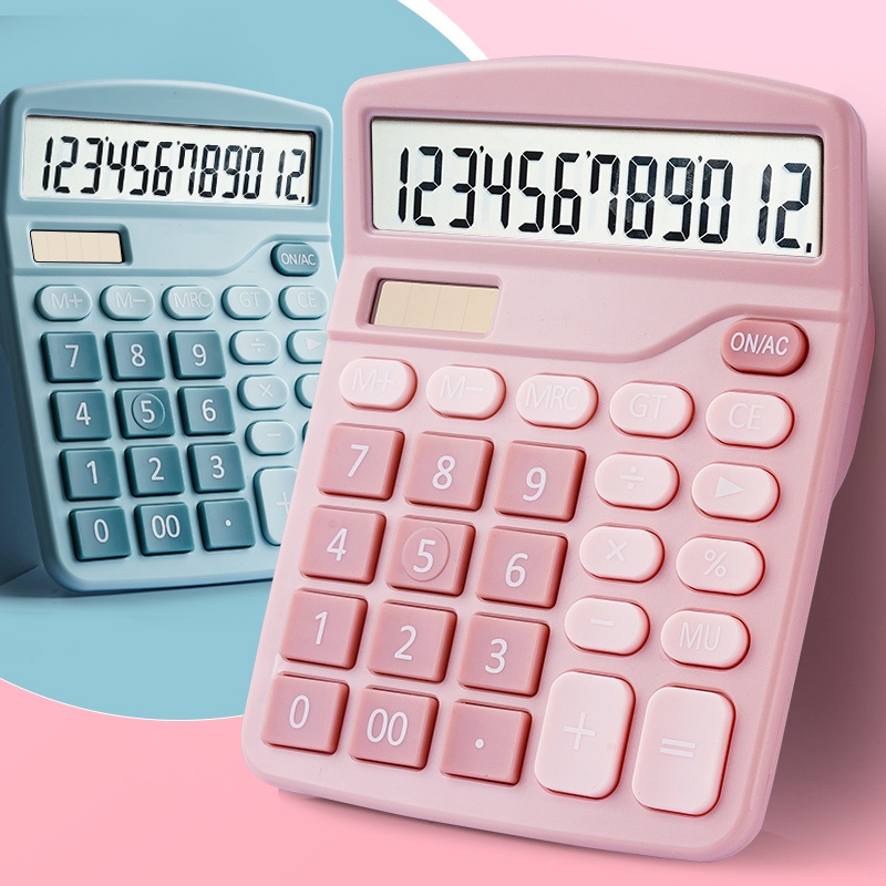 Máy tính 12 số chạy bằng năng lượng mặt trời với màn hình lớn*1+ cho học sinh/văn phòng