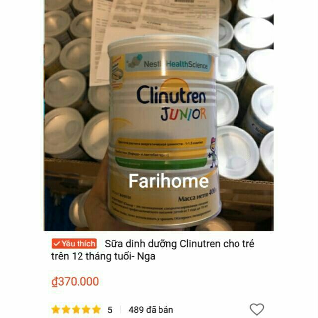 Sữa dinh dưỡng Clinutren Junior 400g Nga