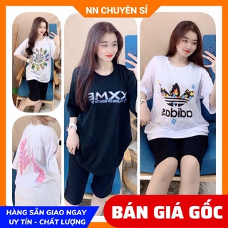 Đồ bộ nữ mặc nhà phom to chất thun mềm mịn mát in họa tiết dễ thương DBRBLCT 🛑 Đồ bộ lửng phom to