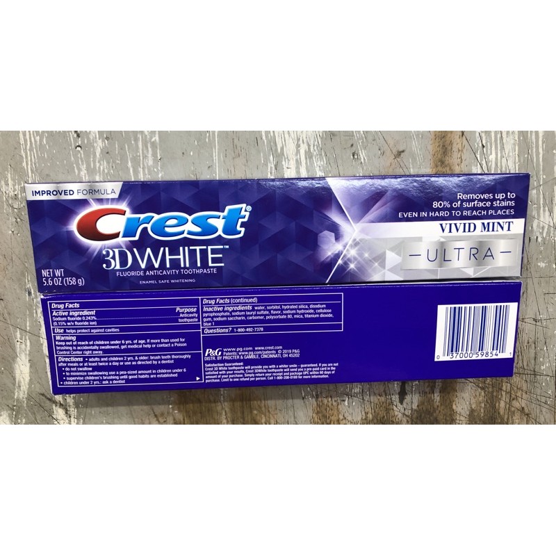 KEM ĐÁNH RĂNG CREST 3D WHITE VIVID MINT ULTRA 158G