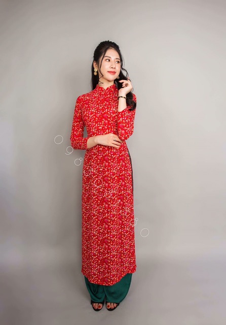 Áo dài  hoa nhí lụa Thái Tuấn